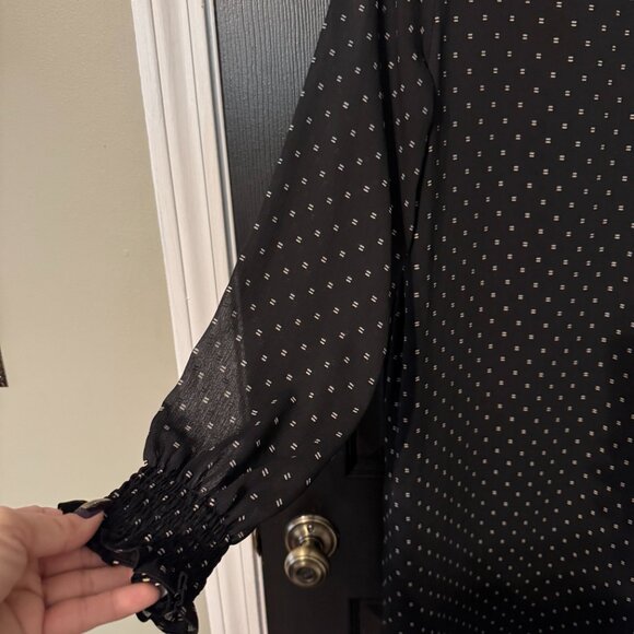 H&M Womens Dress Black White Polka Dot Mid Length Sheer Sleeves - Picture 5 of 5